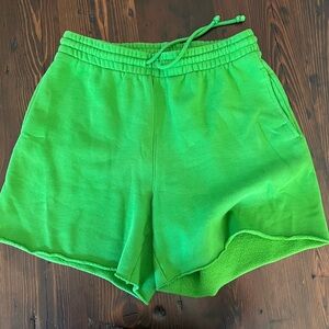 Aritzia Green Athletic Shorts with Elastic Waistband